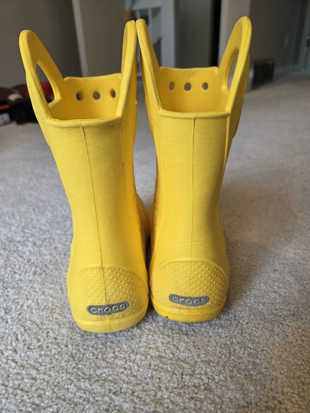 CROCS Kids Bright Yellow Handle Rain Boots